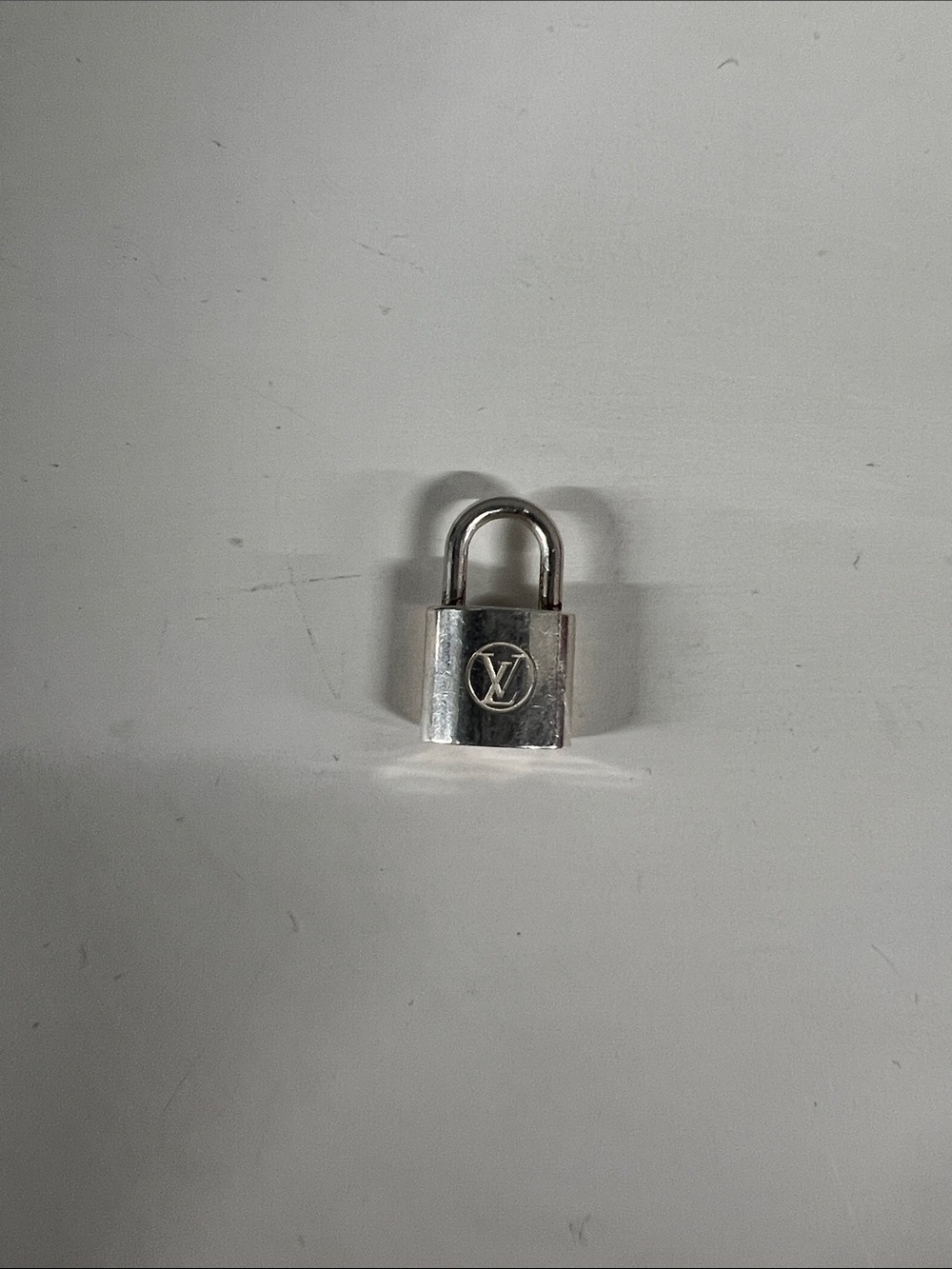 Louis Vuitton Silver LV Logo Padlock Sterling Silver Pendant